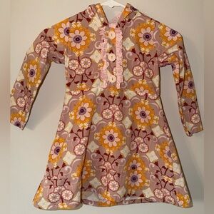 Hannah Kate floral hooded dress with button and ruffle accents - size 5 / cotton